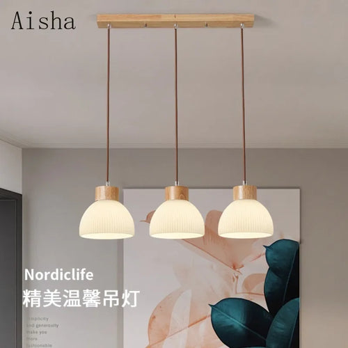 Japanese three-head pendant light for restaurant and bar - vue 3 sur 10