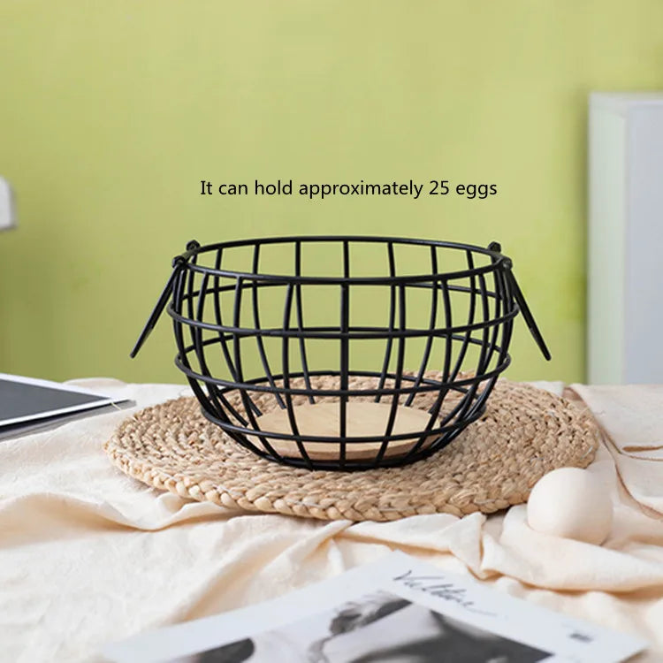 Ceramic Egg Storage Basket, Living Room, Fruit, Garlic, Hollow Metal Hen Shaped, Kitchen Organizer - vue 14 sur 14