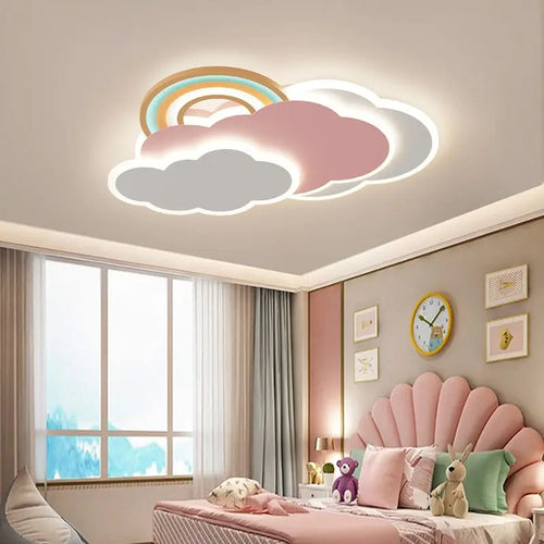 Romantic rainbow cloud ceiling lamp for princess with optional remote control - vue 3 sur 8