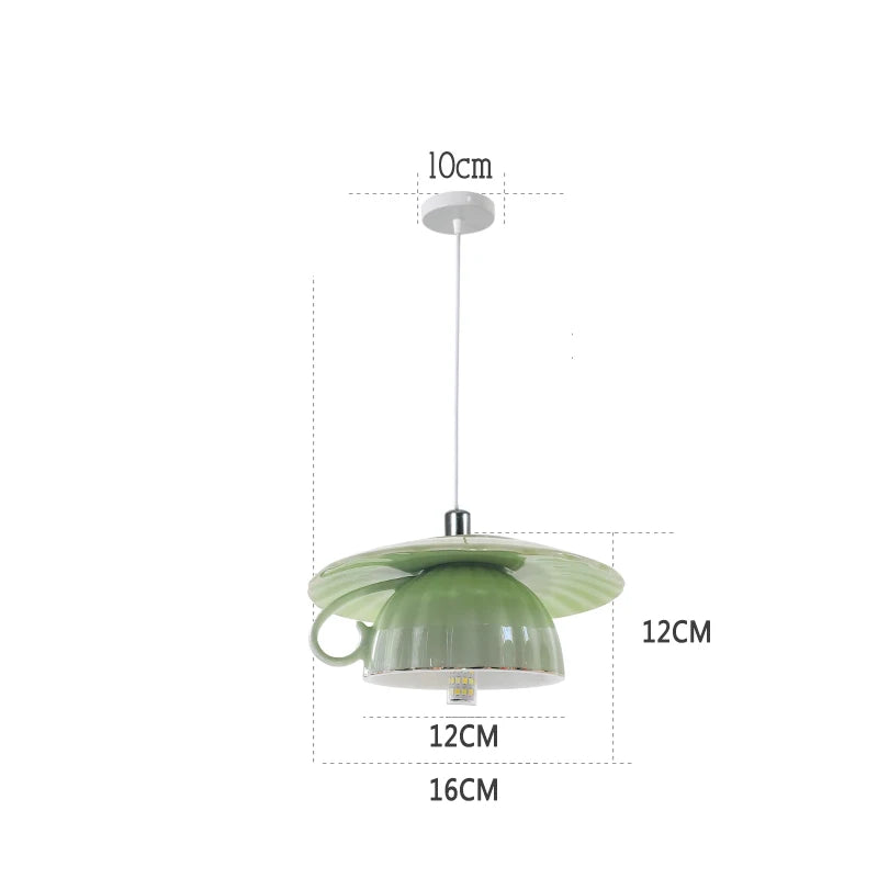 Modern ceramic LED teapot pendant light for kitchen - vue 24 sur 30