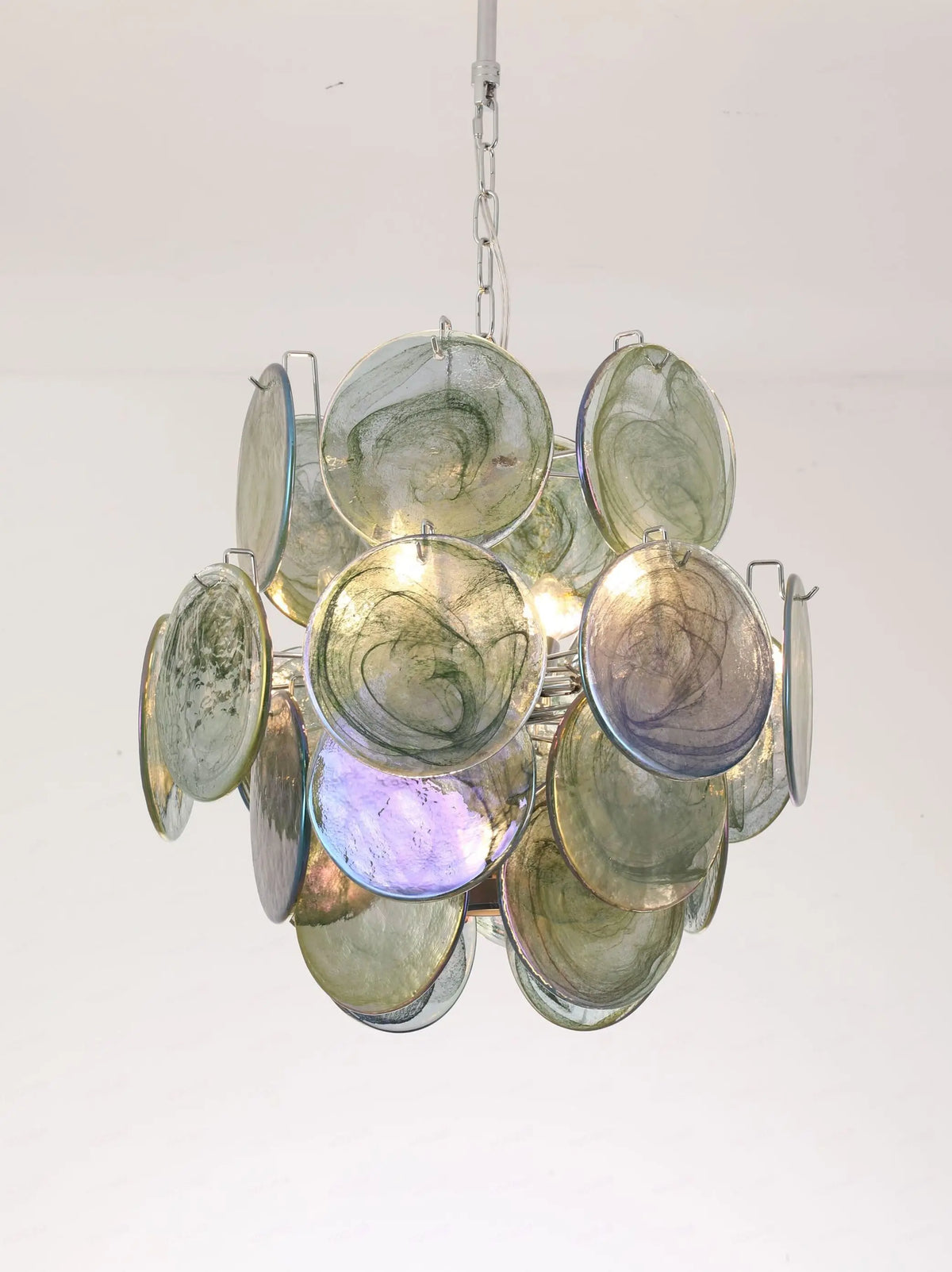 Handmade Italian coloured glass pendant chandelier