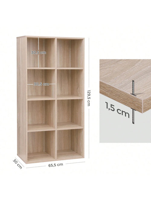 VASAGLE Bookcase, Wooden Bookshelf with 8 Compartments, Floor Standing Storage Unit for Files, Decor, In Study, Living Room - vue 5 sur 8