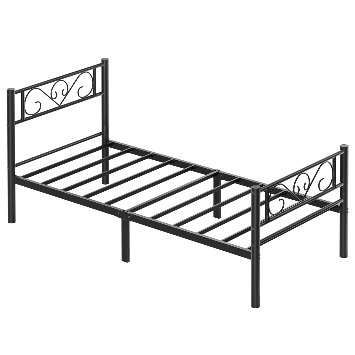 VASAGLE Single Bed Frame, Metal Bed Frame, Fits 90 x 190 cm Mattress, Easy Assembly, for Small Spaces, Guest Room, Black