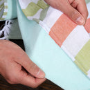 Turkish cotton beach towel with stripes and tassels, lightweight