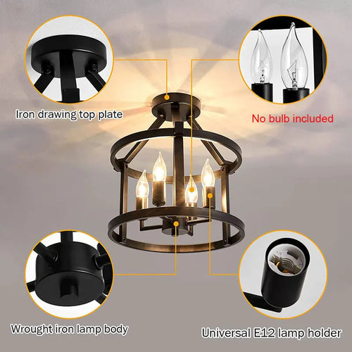 Retro American vintage ceiling light for kitchen and living room - vue 5 sur 6
