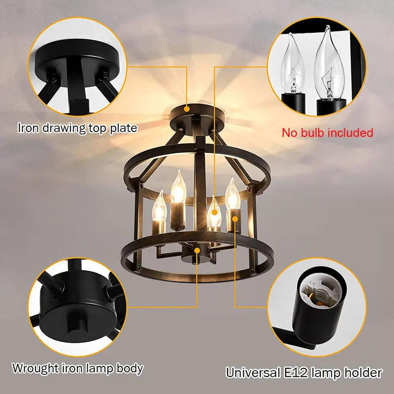 Retro American vintage ceiling light for kitchen and living room - vue 5 sur 6
