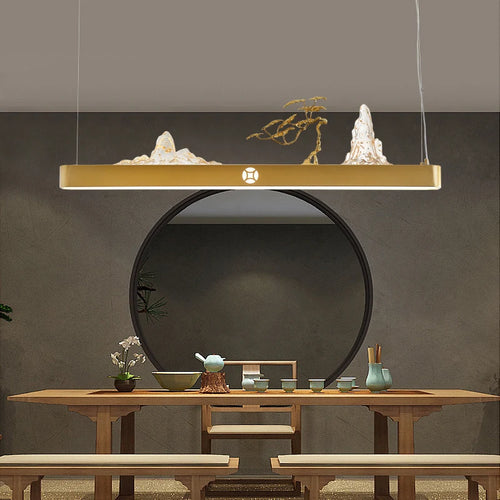 Chinese wooden pendant light for a zen and economical atmosphere - vue 6 sur 16