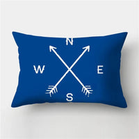 Rectangular cushion cover with blue marine animal pattern 30 x 50 cm