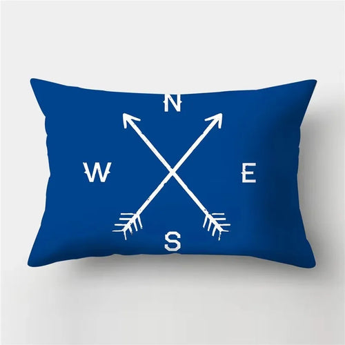 Rectangular cushion cover with blue marine animal pattern 30 x 50 cm