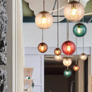 Colourful glass chandelier for restaurant