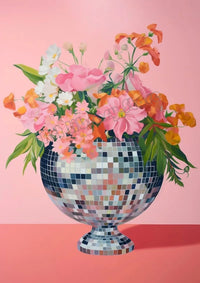 Retro abstract disco ball poster for wall decoration