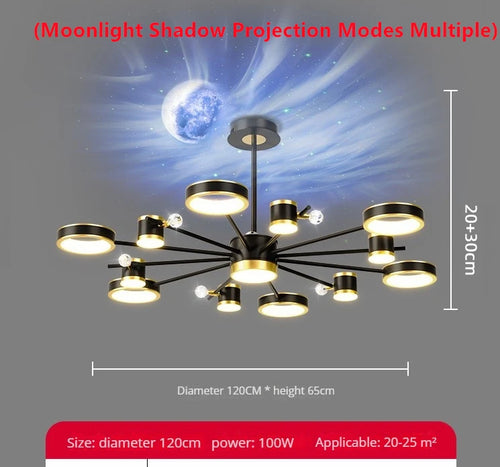 Luxury crystal aurora borealis LED chandelier ceiling pendant - vue 9 sur 16