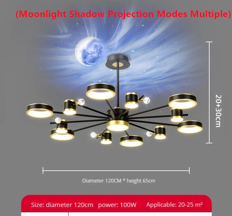 Luxury crystal aurora borealis LED chandelier ceiling pendant - vue 9 sur 16