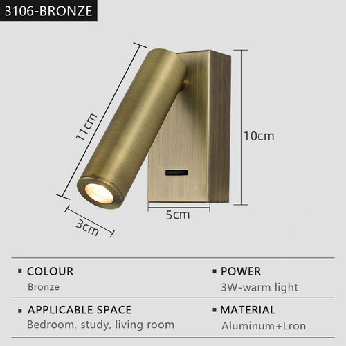 Modern adjustable rotating LED wall lamp for reading - vue 13 sur 12
