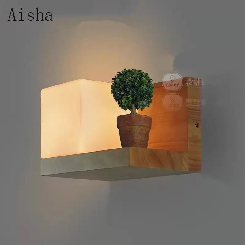 Retro wall light in decorative Japanese-style sugar glass