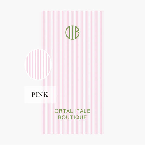 Personalised monogram striped preppy style beach towel