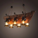 Retro wood industrial style chandelier for café and restaurant