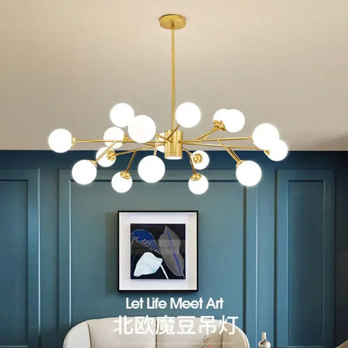 Nordic LED chandelier with glass globe for pendant lights - vue 3 sur 14