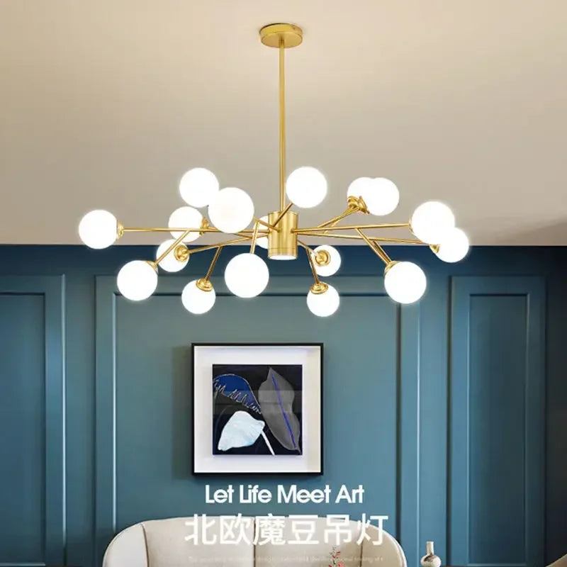 Nordic LED chandelier with glass globe for pendant lights