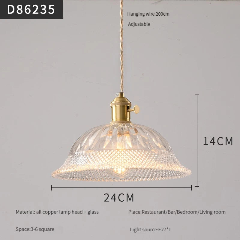 Modern brass and glass pendant light for interiors - vue 20 sur 30
