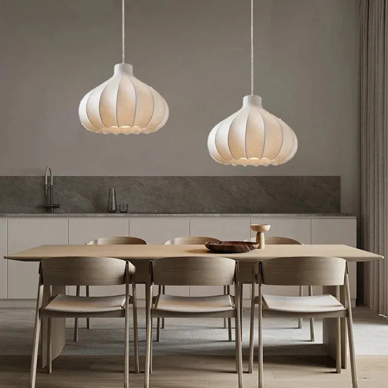 Minimalist nordic silk LED chandelier wabi sabi decorative indoor light