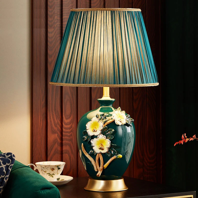 Coloured ceramic table lamp for interior decoration
