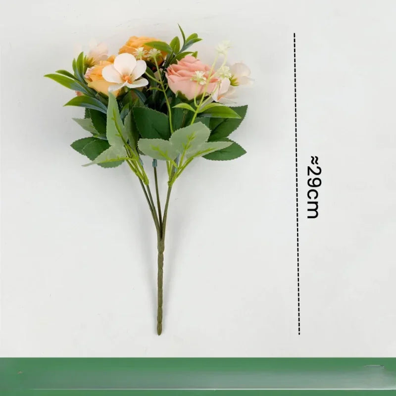 Artificial silk rose bouquet for home decoration - vue 6 sur 12