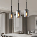Vintage industrial smoked glass pendant light for loft or restaurant