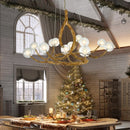 Designer branch-effect resin chandelier with glass ball