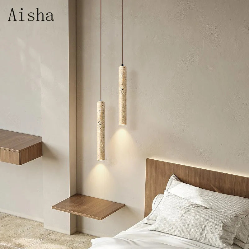 Nordic wabi-sabi stone pendant light for indoor lighting - vue 4 sur 8