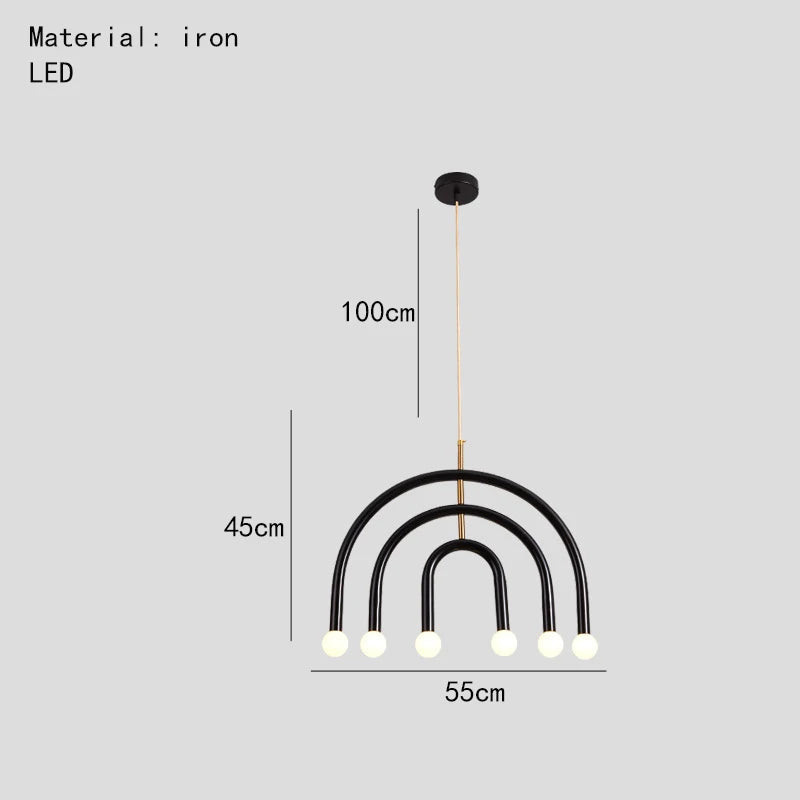 lustre arc-en-ciel métallique fil art déco suspendu réglable