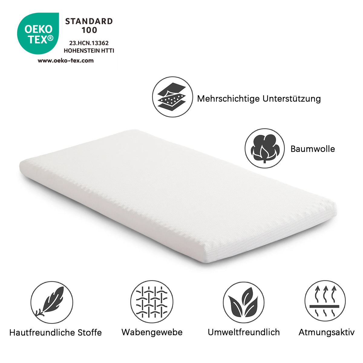 Mattress, Comfortable, Honeycomb Fabric, Bamboo Carbon Sponge, Eco-Tex Certified, Ergonomic, breathable and durable, Compression Sve - vue 5 sur 6