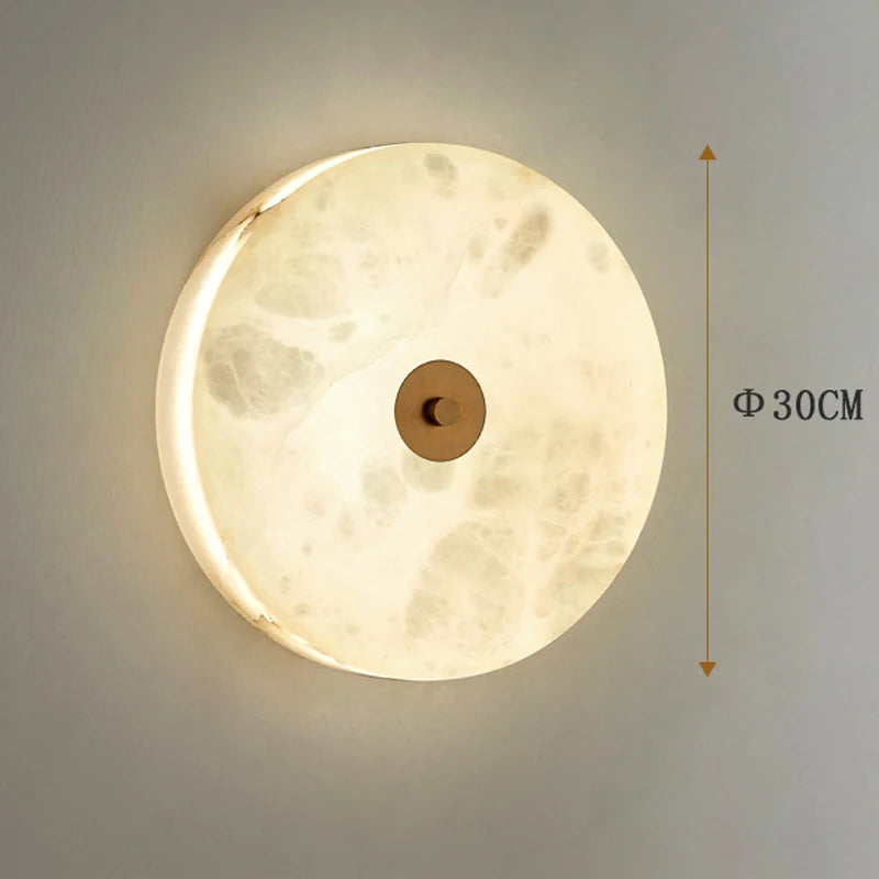 Round marble wall light with backlight for hotel - vue 9 sur 9