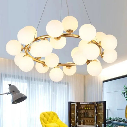 Creative nordic frosted glass pendant light, minimalist design - vue 5 sur 9