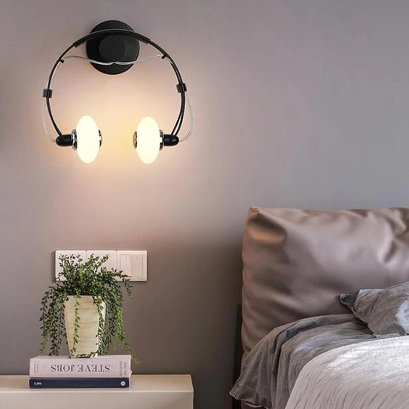 Creative LED wall light in headphone design