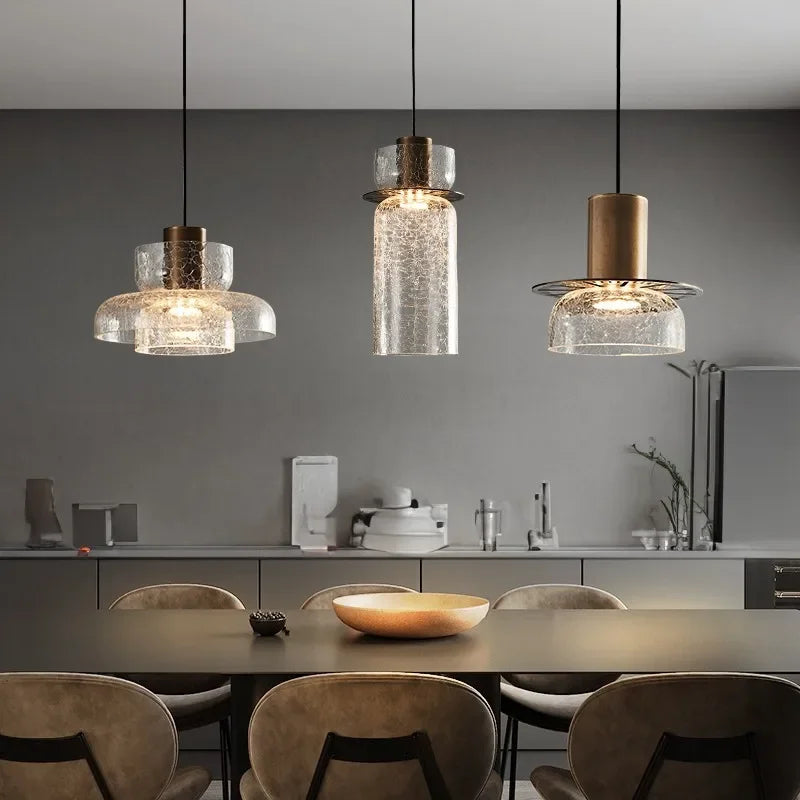 Retro crackled glass chandelier for modern interiors - vue 4 sur 11