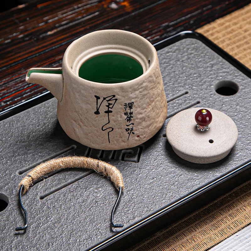 Retro Japanese kungfu ceramic textured tea set - vue 6 sur 7