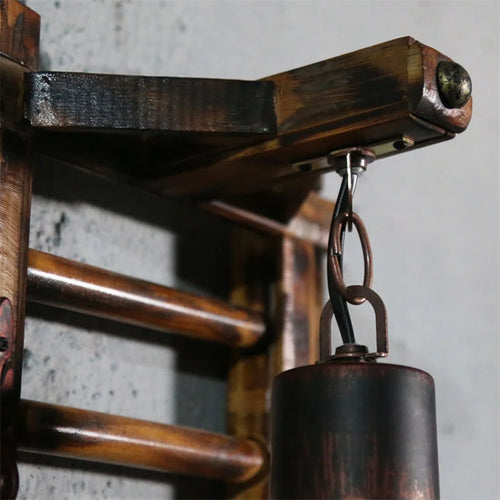 Japanese retro bamboo and hemp rope LED wall lamp - vue 4 sur 7
