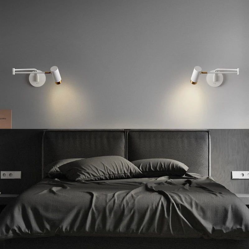 Modern rotatable long arm metal wall light - vue 6 sur 23