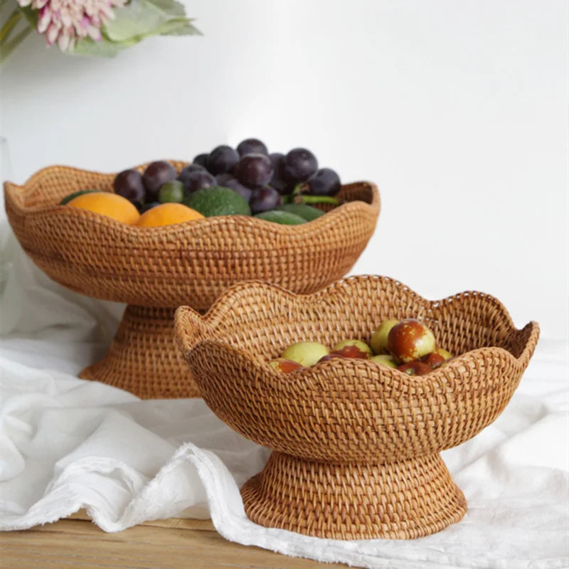 rattan baskets for fruit and decorative storage