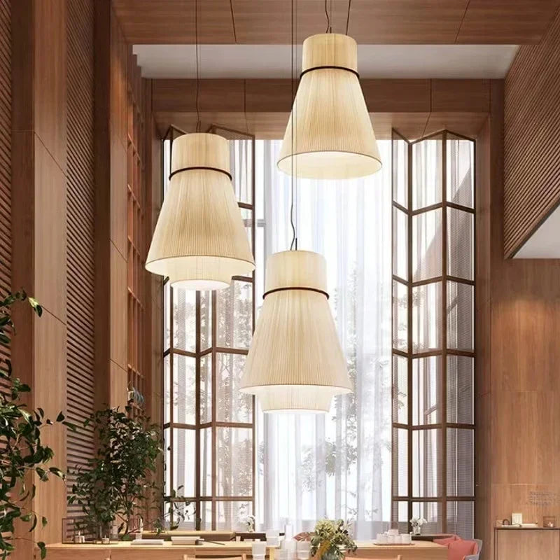 Nordic artistic fabric pendant light with vertical grain