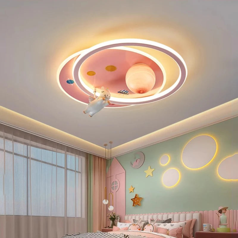 Modern pegasus unicorn ceiling light for children's room