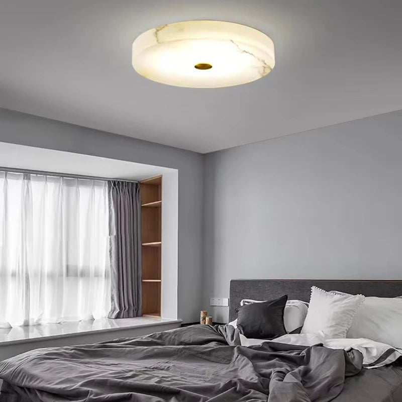 Modern LED ceiling light in natural marble decorative fitting - vue 4 sur 19