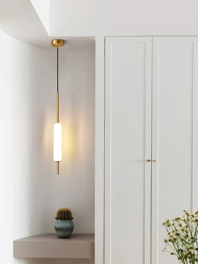 Minimalist nordic double head metal and glass pendant light
