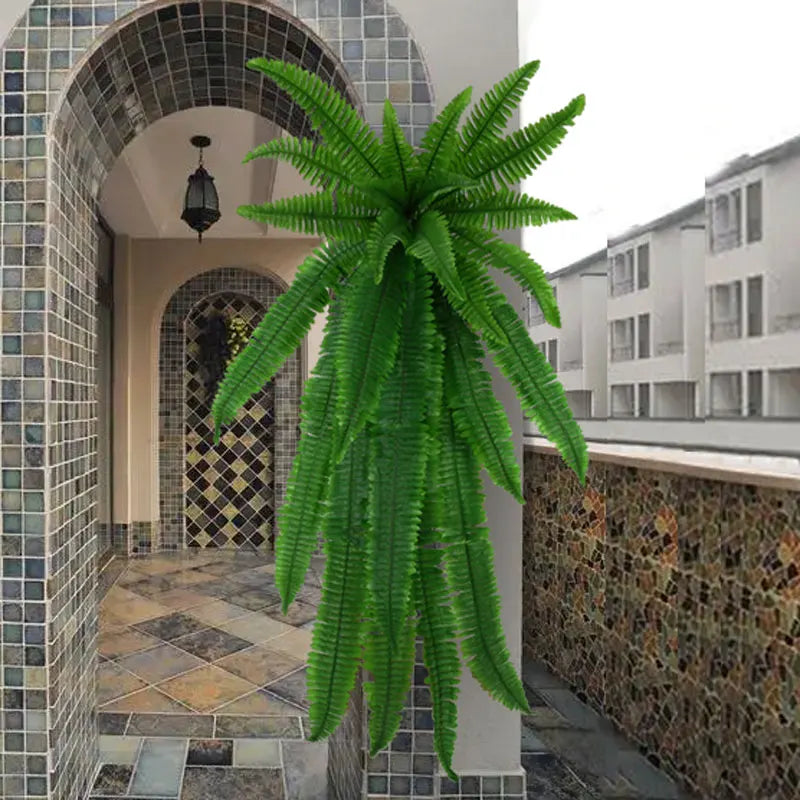Decorative artificial wall plants with vine and fern leaves