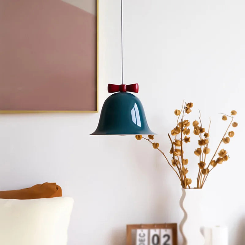 Modern bell-shaped pendant light with decorative bow
