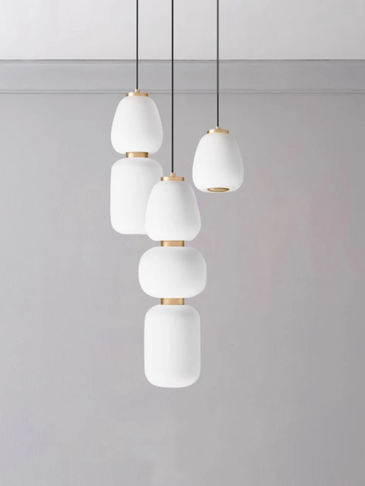 Minimalist Japanese artistic creative glass LED chandelier - vue 5 sur 12
