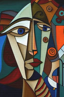 Abstract cubist painting Picasso style portrait wall decor