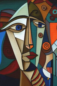 Abstract cubist painting Picasso style portrait wall decor
