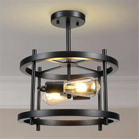Retro semi flush mount ceiling light with 2 lights